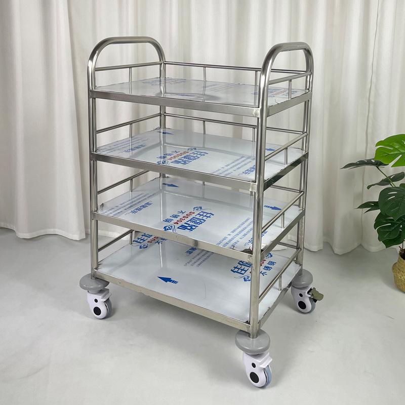 304 Stainless Steel Multi-Layer Cart with Silent Wheels - Anti-Collision, Multi-Functional Storage Trolley