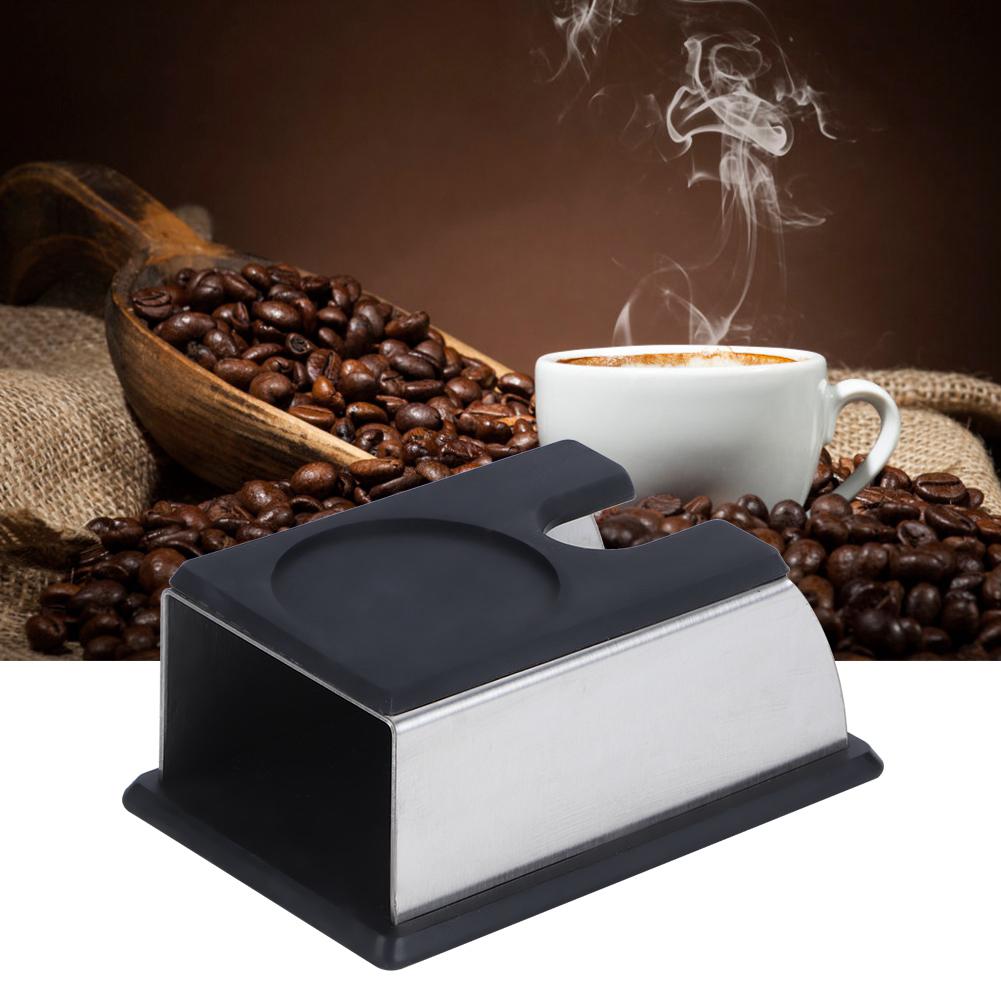 NonSlip Stainless Steel Coffee Tamper Stand Holder Tamping Mat Coffee Machine Accessory(Black )