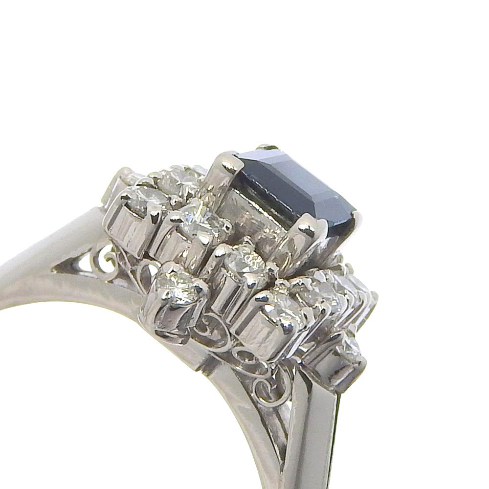 Anello Pt900Platino/zaffiro/diamante #6.2(Dimensione degli Stati Uniti) 5,1g Usato Donna