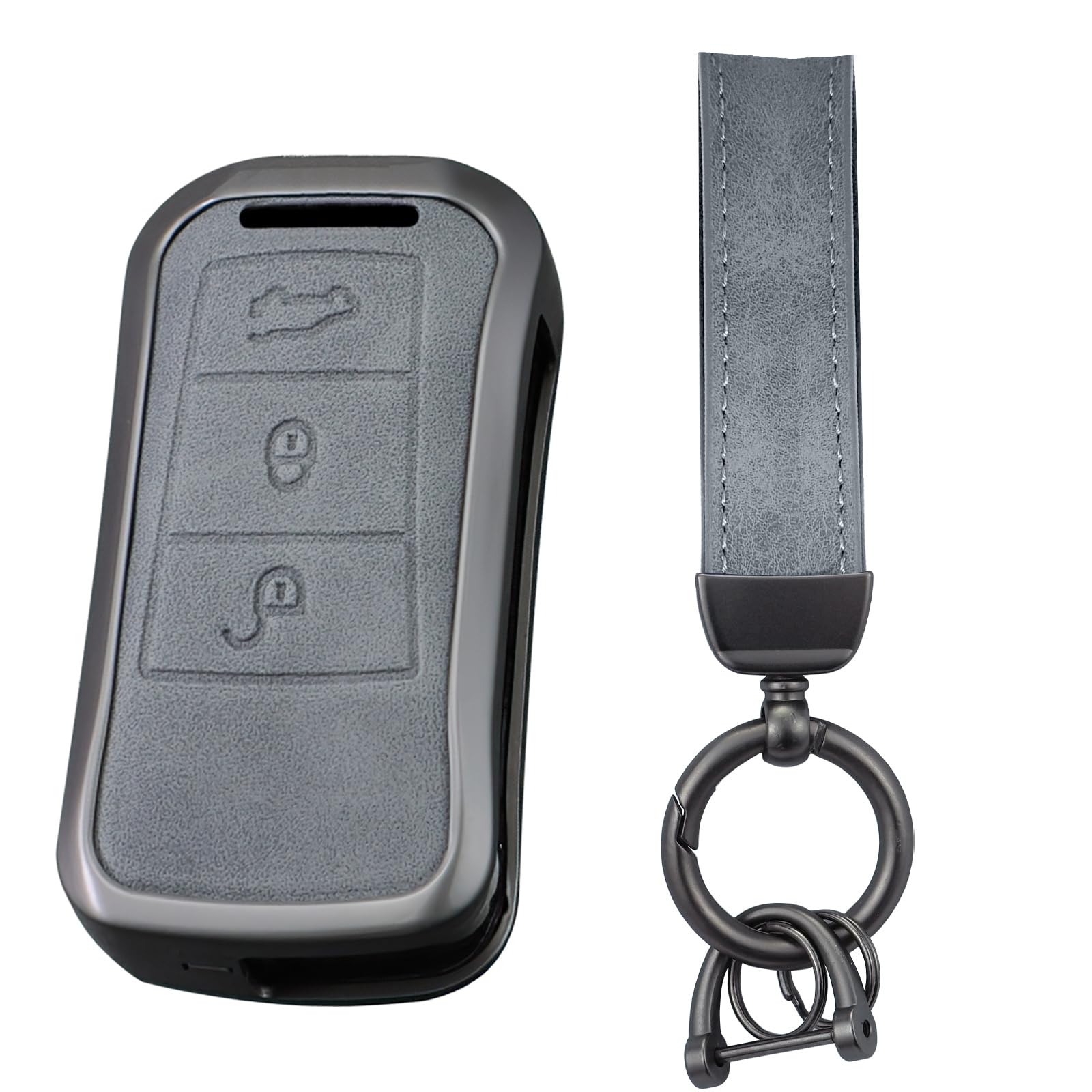 

TECART Чехол для ключа Porsche Exclusive, Накладка на ключ, Брелок для ключей, Подходит для Porsche Cayenne 2004-2011 Smart серый