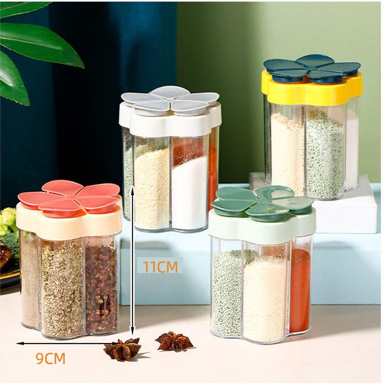 Five-in-One Spice Jar Set: Compartmentalized, Sealed Storage with Controllable Pour Lids