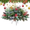 Garden Stakes Christmas Tree 45cm Stake With Cones Red Berries Insert Decoration Art Ground Spikes For Porch Backyard Pathway