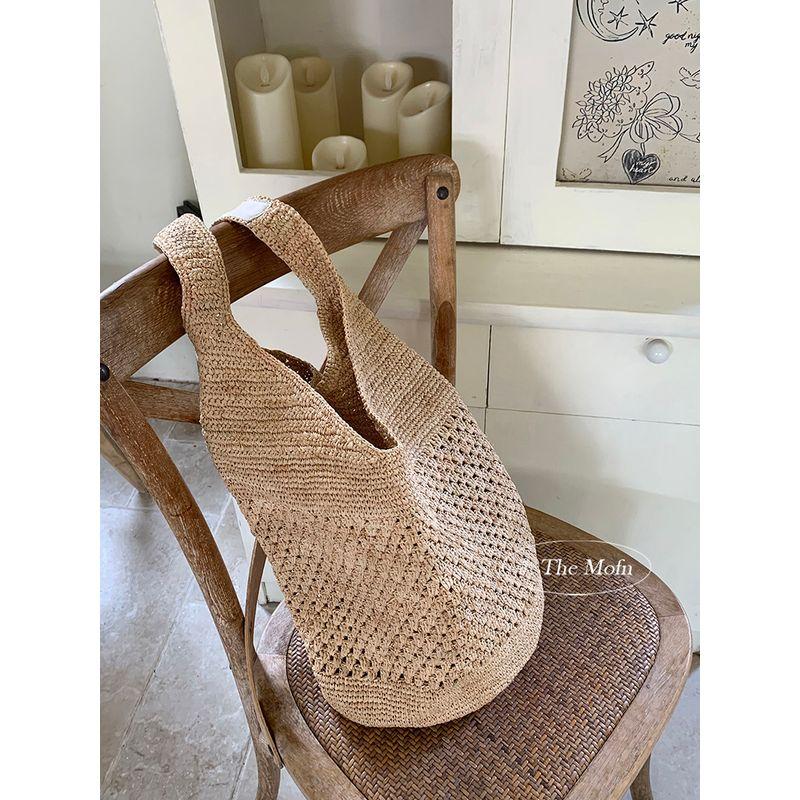 

Оригинальная сумка-ведро Mofan/Raffia Женская 2025 Весна и лето Новая универсальная соломенная сумка через плечо большой вместимости Cut Out Edition/Bucket Bag