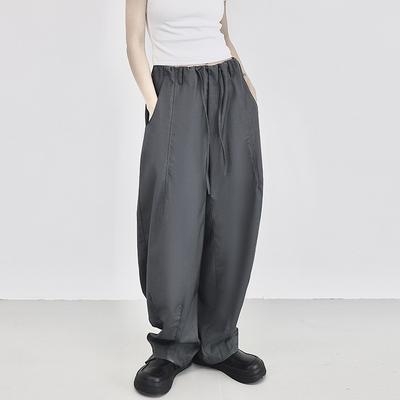 Frühling Sommer Damen Hose Lässig Mode Elastischer Bund Einfach Locker Gerade Volle Länge Hose