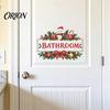 Festive Wall Art Christmas Bathroom Door Sticker, Waterproof PVC Decal with Wreath and Snowman Design Holiday Decor for Home Decor, Removable