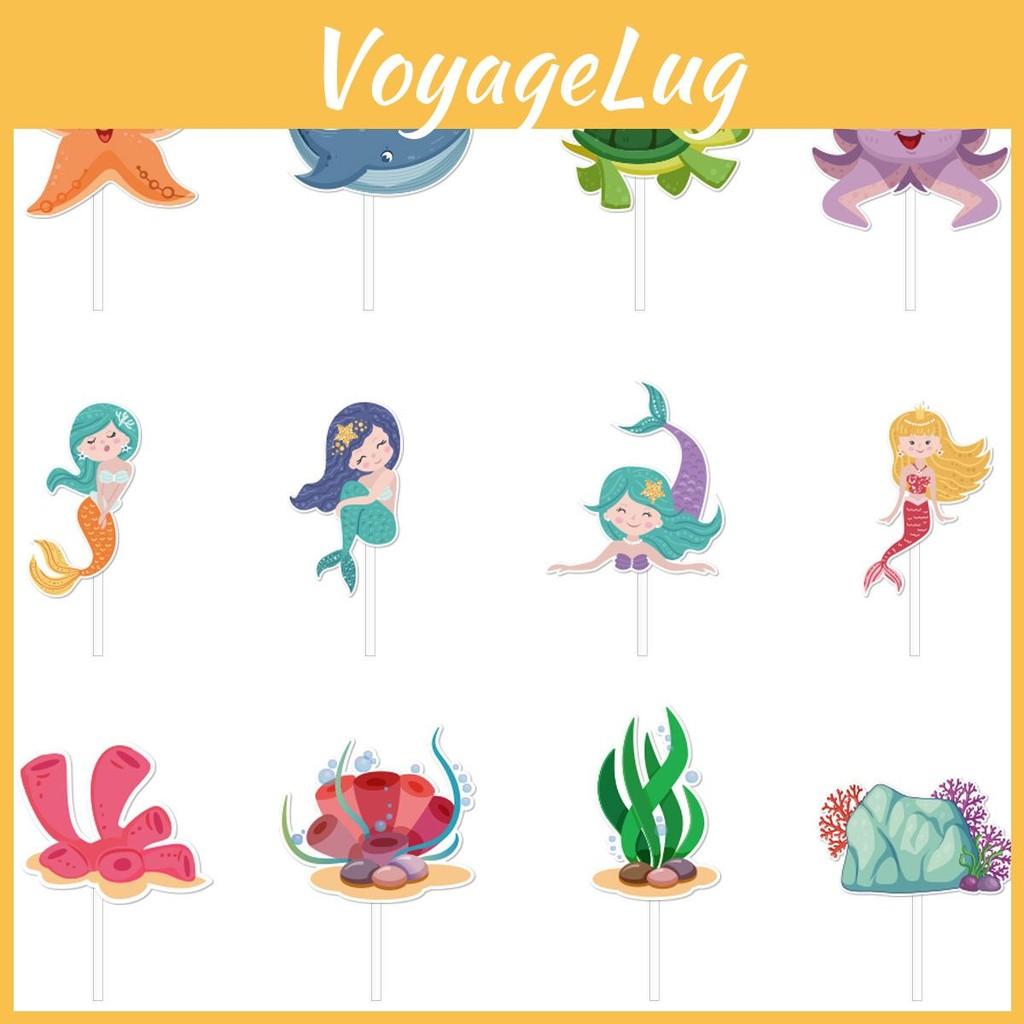 Ocean Cake Theme Flags Mermaid Starfish Turtle Decor For Celebration Supplies