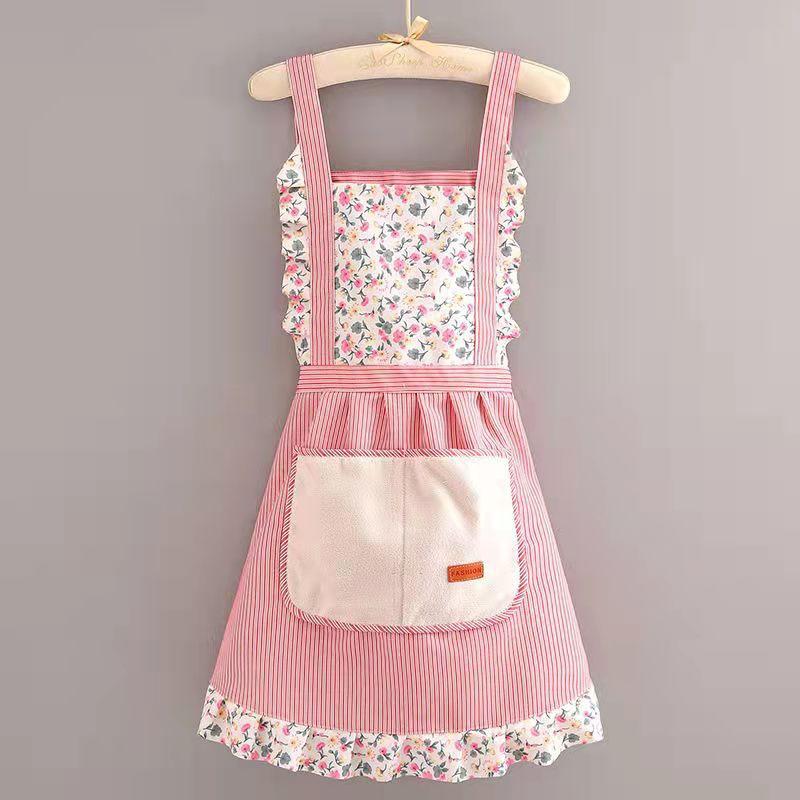 Canvas Wipeable Apron with Anti-fouling, Breathable Design for Kitchen and Cooking. Perfect for Females, Waist Work Clothes.