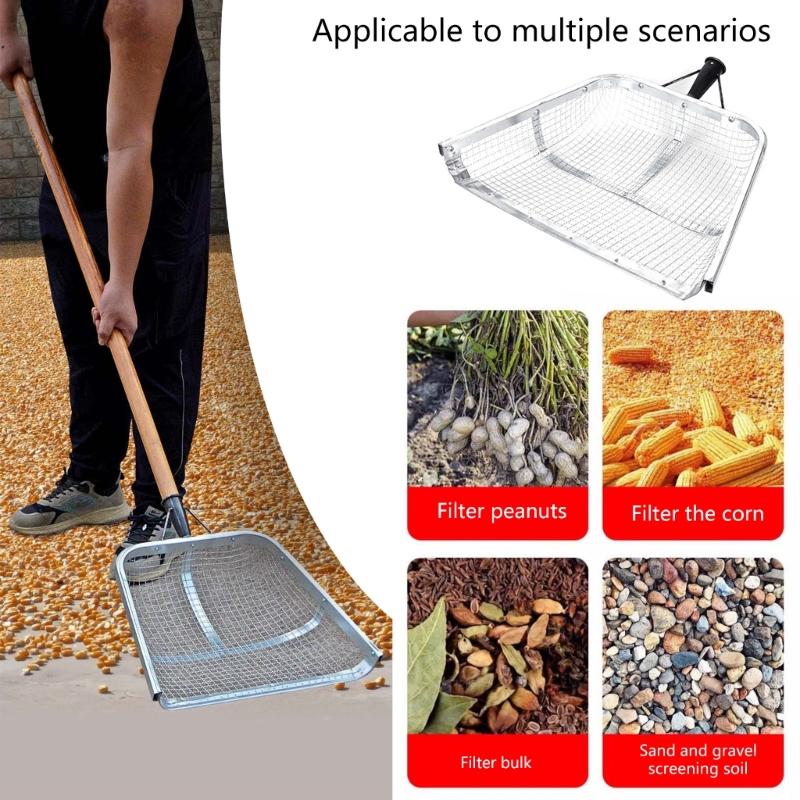 Heavy Duty Soil Sifter Tool Rustproof Stainless Steel Construction Sieve Shovel For Efficient Gardening And Farm Use