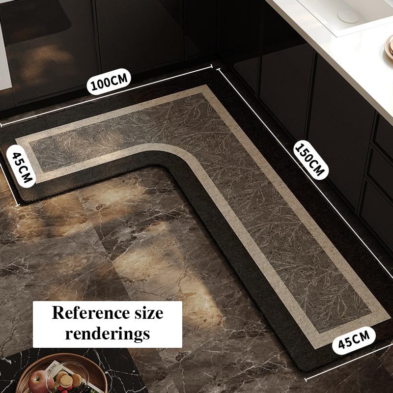 Alfombra de Cocina Impermeable Antideslizante Resistente al Desgaste Alfombra en Forma de L Minimalista Líneas Geométricas Alfombras Decoración del Hogar