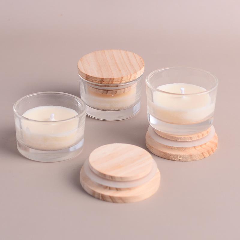 Transparent Cup Low Temperature Candle Glass Cup with Wooden Lid SM Low Temperature Candle Valentine's Day Flirting Dripping Wax Candle