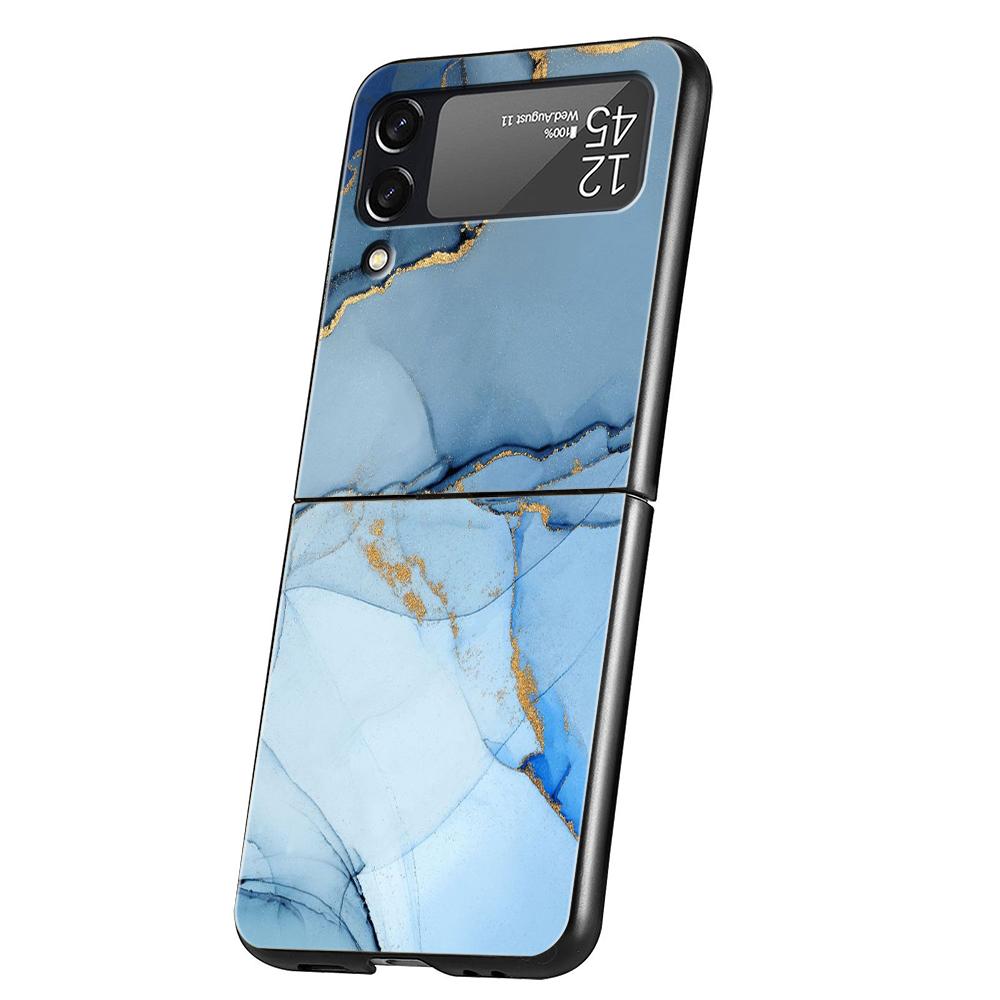 

Marble Art painting Luxury Phone Case For Samsung Galaxy Z Flip 3 4 5 Fold Black Hard Shell For Samsung Z Flip3 5G Fashion Cover Samsung Z Flip 5