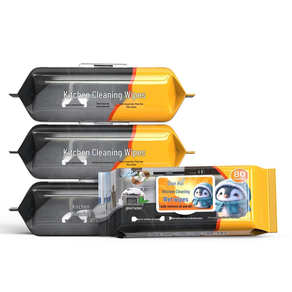 Penguin XL Kitchen Wet Wipes for Oil & Stain Removal - Thickened Household Cleaning Towels