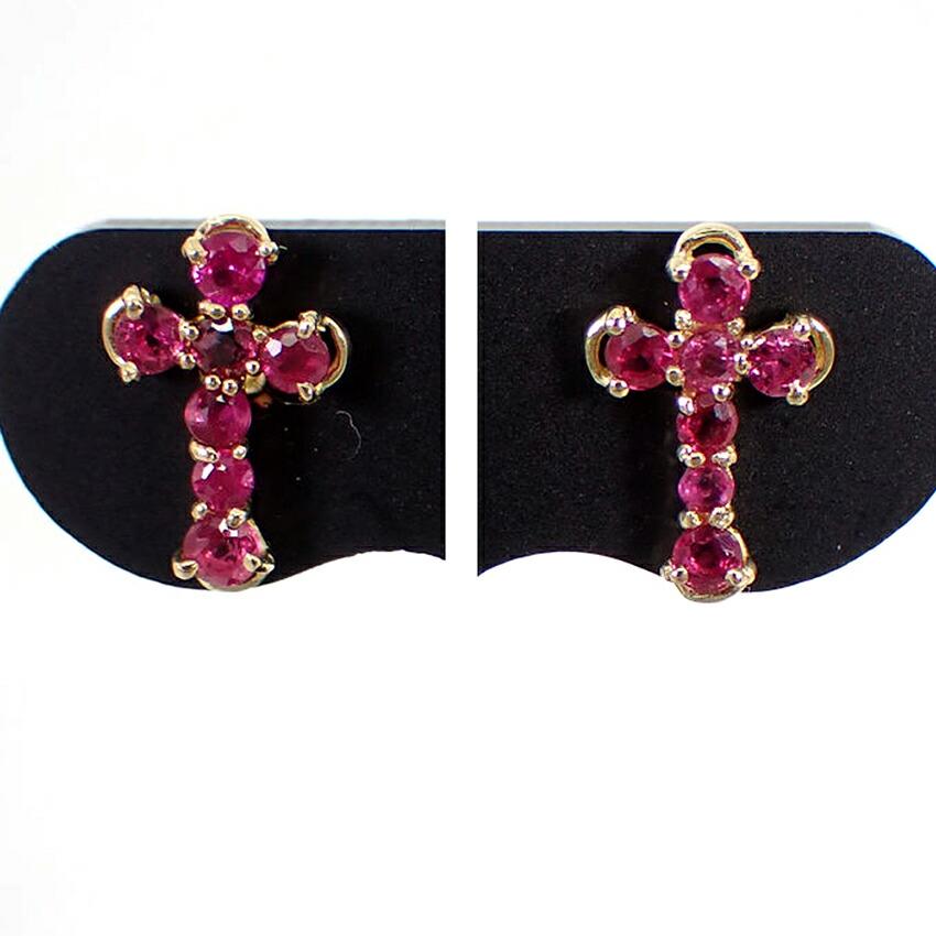 [New] 750 Ruby Cross Earrings [s1-24]
