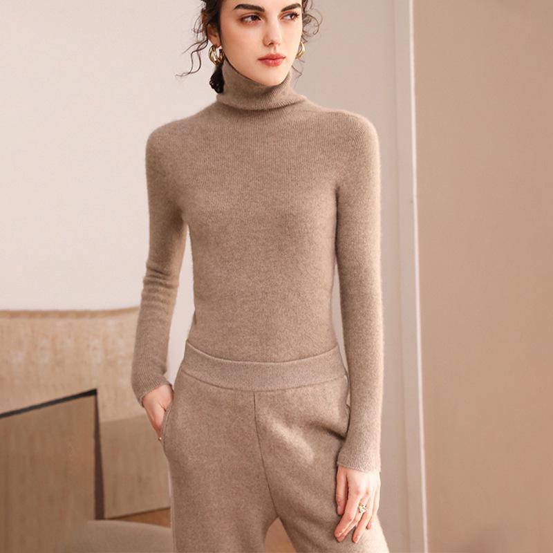 Winter 2023 Women's Slim Fit Cashmere High Neck Pullover Knitwear