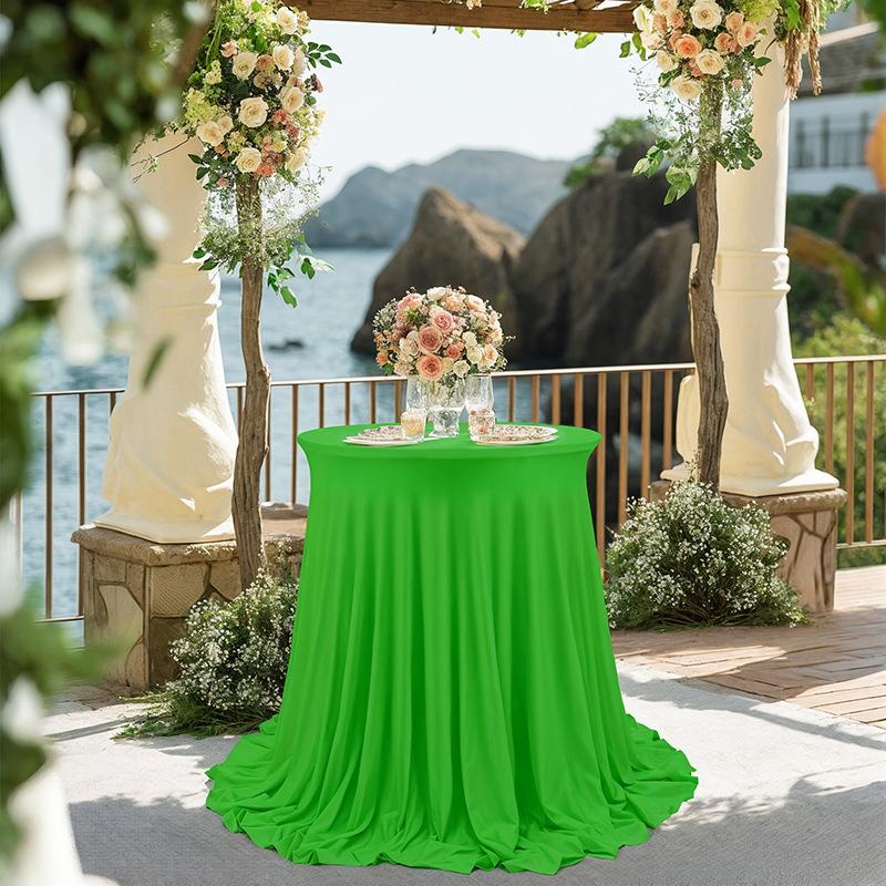 

Round Cocktail Tablecloths with Skirt, Cocktail Round Table Cover Spandex for Fitted High Top Table Bar Wedding Party Banquet 60x110cm