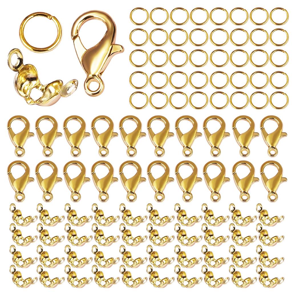 100pcs/Lot Metal Lobster Clasps Set Lobster Clasp Open Jump Rings For Bracelet Necklace Connectors Jewelry Making DIY Wholesale