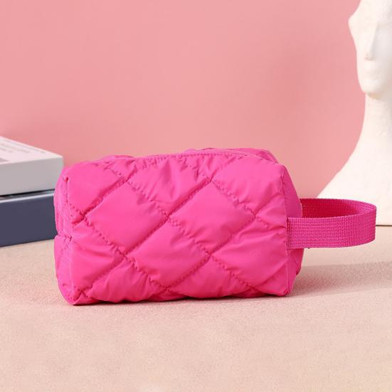 Cotton Makeup Bag Zipper Closure Large Capacity Cosmetic Pouch Cotton Check Lining Small Items Makeup Case