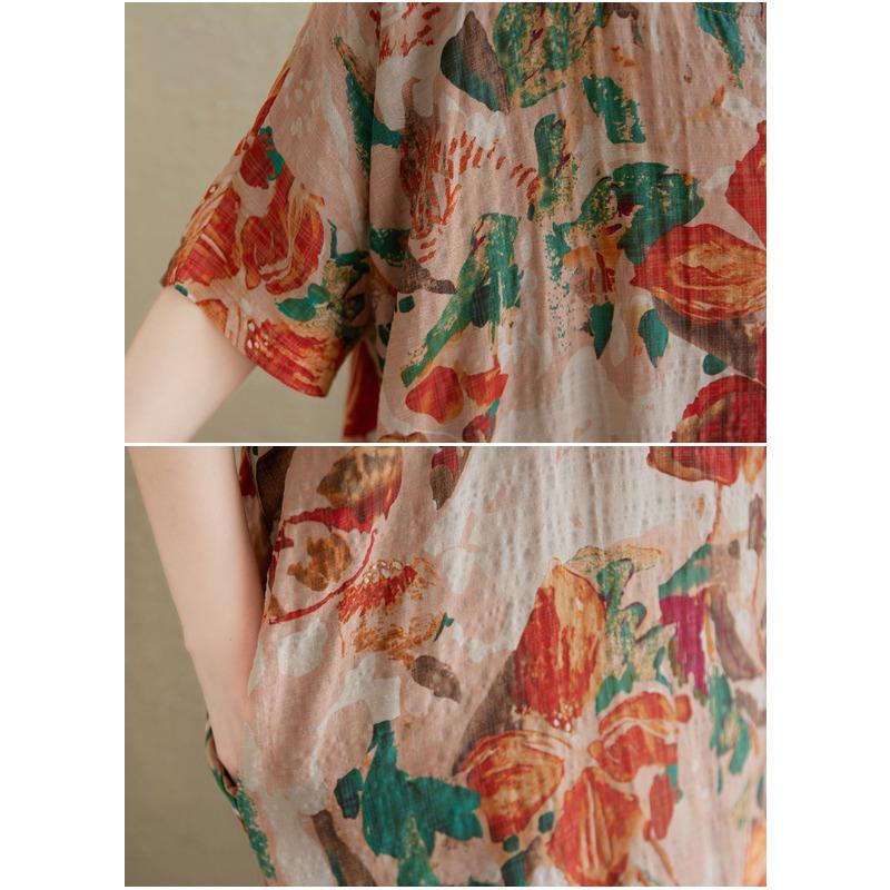 Dimanaf 2025 Plus Size Dress Women Summer Elegant Long Floral Printing Dress Loose Casual Vintage Dress Maxi