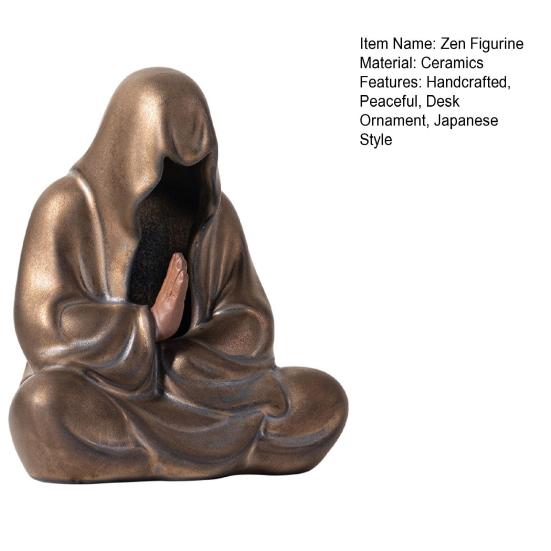 Sedící soška Buddhy Čajový mazlíček Keramická beztvářá zenová figurka Ručně vyráběná čajová souprava Kung Fu Dekor Feng Shui pro domov, kancelář, meditační stůl, ozdoba