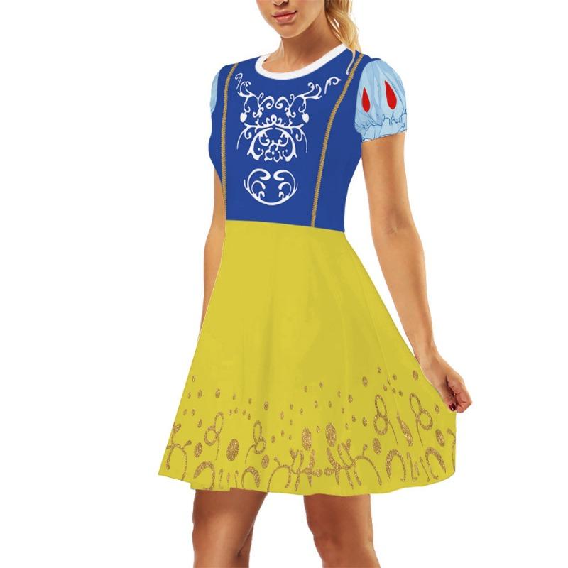 Halloween Snow White Digital Print Women's Dress Crew Neck Casual Women's Skirt