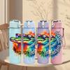 1PC Rainbow Smoke Wolf Animal Art Print 750ml Color Plastic Sports Water Bottle Leakproof Flip Straw Lid Suitable for Sports Office Home Use