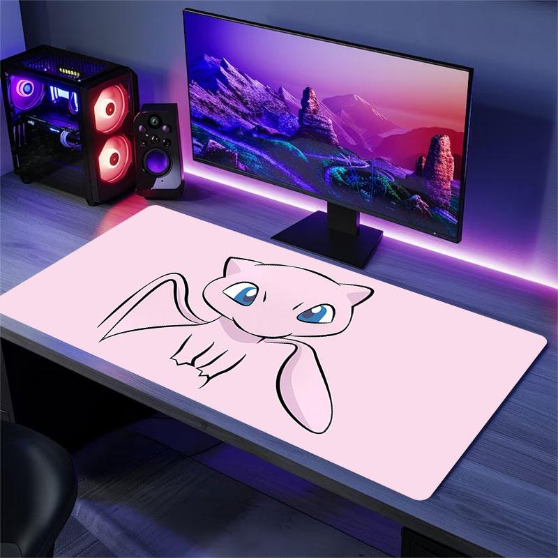 Mew Mouse Pad, Large Gaming Desk Mat, Non-slip XXL Mousepad for Laptop & Tablet, Mini PC Playmat with Stitched Edges