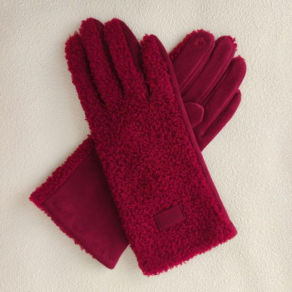 New Imitation Fleece Keep Warm Gloves Touch Screen Windproof Full Finger Gloves Cold Proof Thickened Mittens Outdoor