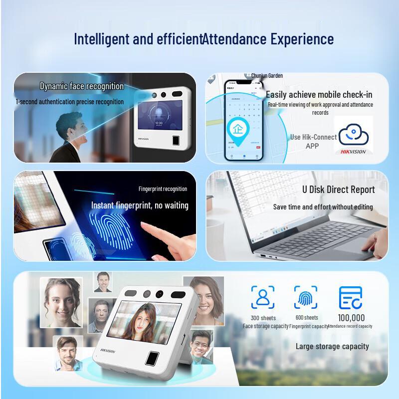 

Hikvision A10Plus Facial Recognition Fingerprint Time Attendance Machine