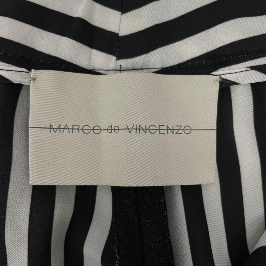 MARCO De VINCENZO MARCO DE VINCENZO 17S-MR5031-036 Black Wool Side Slit Pants Bottoms 36 Black X whiteUsed