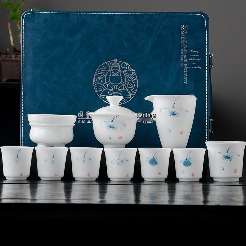 Changqi Hand-Painted Ceramic Gongfu Tea Set with San Cai Gaiwan