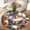 1pc Christmas Santa Claus Deer Snowman Round Carpet Anime Design, Holiday Gift, Office Chair Mat, Non Slip Rug, Office, Living Room, Bedroom
