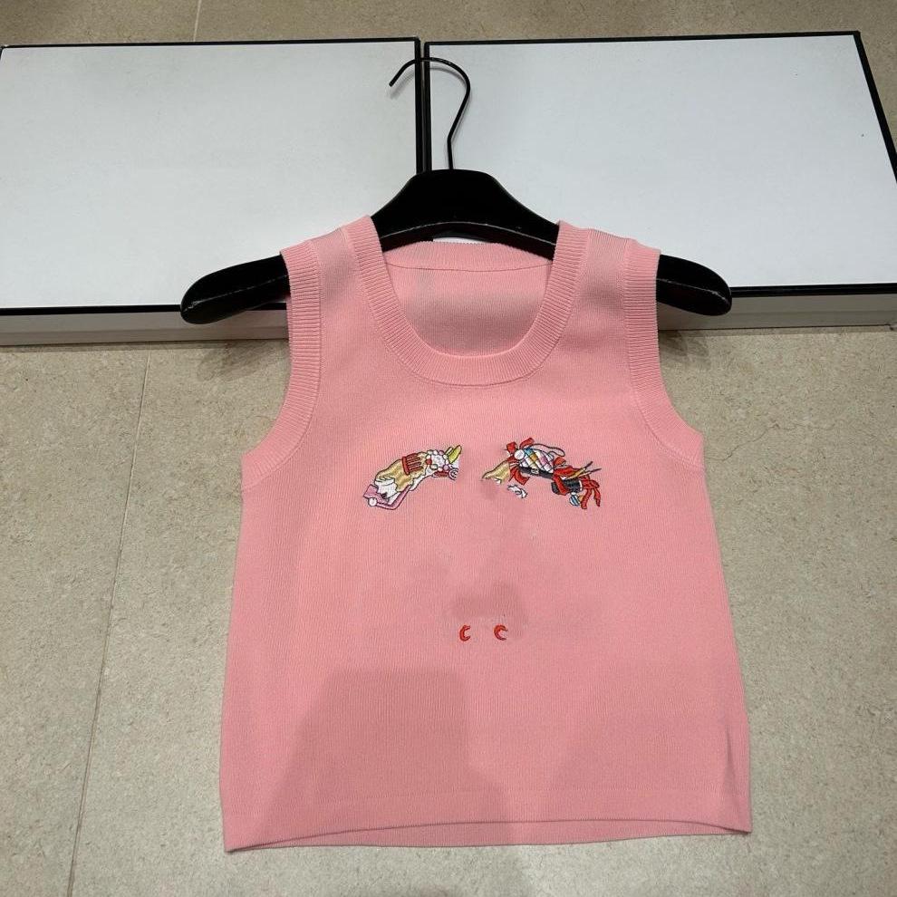 Xiang Family Colorful Embroidered Round Neck Knit Vest - Slimming & Versatile Summer Top (2026 Model)