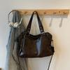 Vintage Handbag Solid Color Shoulder Bag Women's Large Capacity Commuter Tote Bag