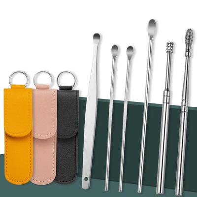 6Pcs Ear Cleaner Wax Removal Tool Earpick Sticks Earwax Remover Curette Ear Pick Cleaning Ear Cleanser Spoon Health Care Earpick