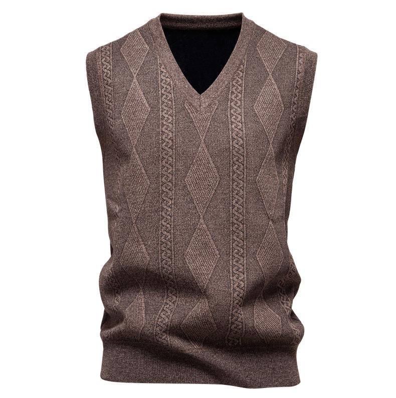 Men's Slim Fit Velvet-Thickened Knit Vest for Autumn/Winter