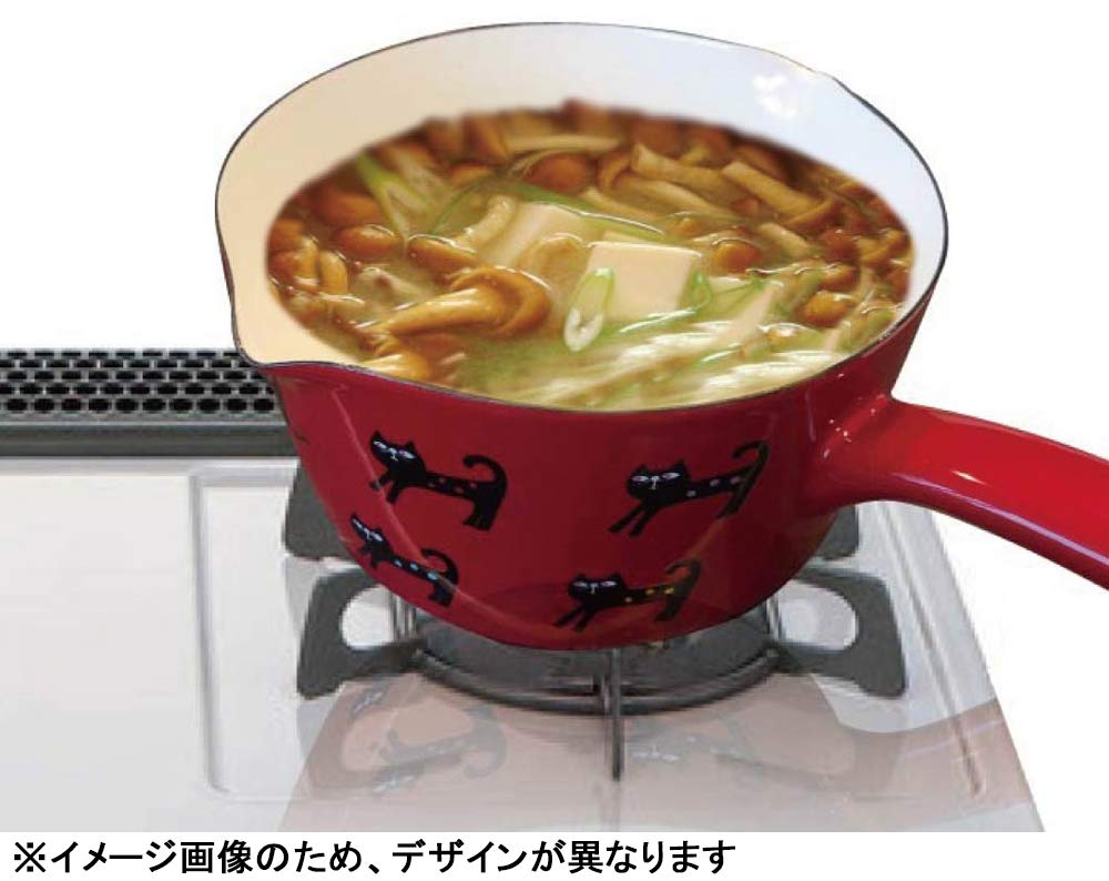Tamahashi Milk Pan, Enamel, 15cm, Induction and Gas Compatible, Made In Japan, Prune, Red, Candy Flower Design, YJM-202