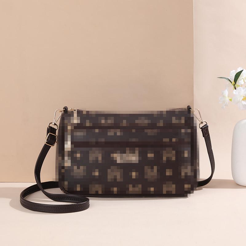 New bag multi-layer zipper oblique span bag large capacity versatile shoulder bag fashionable small square bag