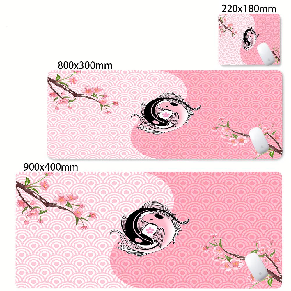 Large Mouse Pad Yin-yang Fish HD Black & White Sakura Computer Office Table Pc Gaming Non-slip Japanese Kawaii Desk Accessories