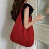 Solid Color Knitted Shoulder Bag Bohemian Style Woven Handbag Simple Crochet Mesh Tote Bag  Outdoor