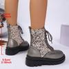 New Large-sized Shoes Women's Shoes, Round-toed Thick-soled Lace-up Fashion Boots