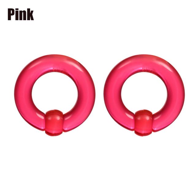 Pair Acrylic BCR Captive Bead Ring Big Large Size Ear Tunnel Plug Expander Gauges Nose Septum Ring Earring Piercing Body Jewelry