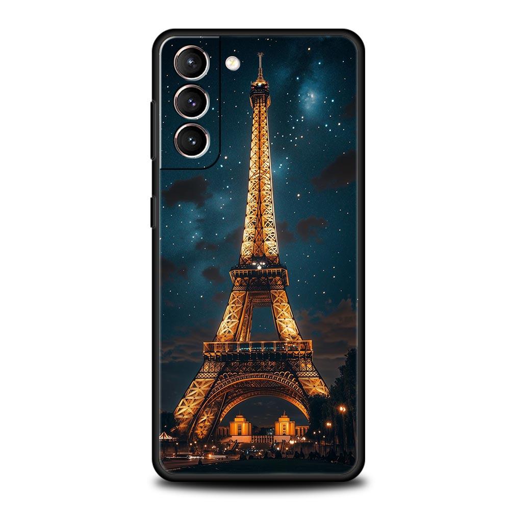 Red Umbrella Eiffel Tower Soft Phone Case For Samsung Galaxy S25 Edge S24 Plus S23 FE S22 S21 S20 Ultra 5G S10 Protect Cover