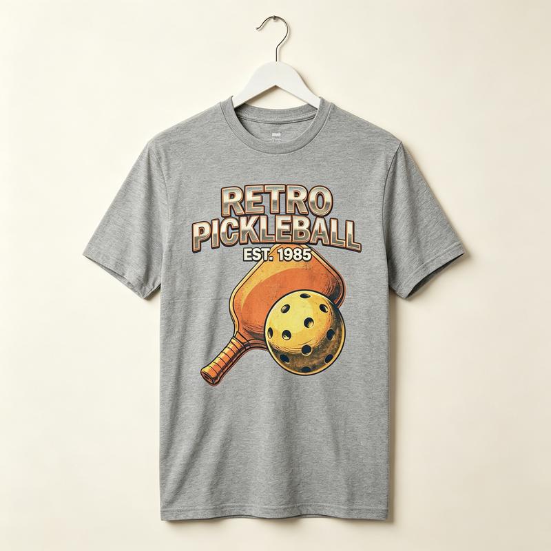 Pickleball 1985 Vintage TShirt Black White Navy Khaki Gray Olive Cotton Short Sleeve Sport Tee Streetwear Player Lover Life Fun