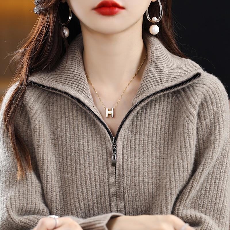 Cardigan damă din cașmir Qinghe cașmir 30% cașmir 70% lână toamnă și iarnă cardigan îngroșat din cașmir moale și cald