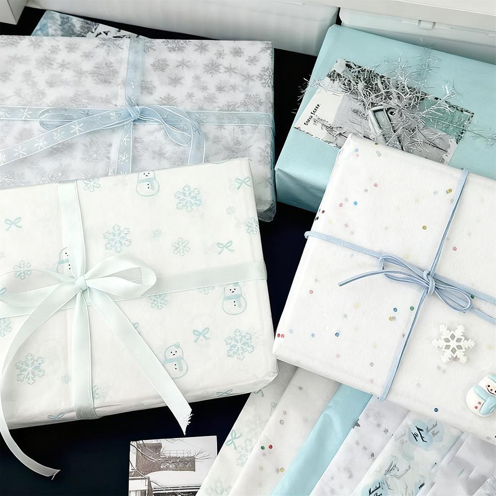 Ins Style High Beauty Blue White Winter Series Snow Pear Paper Collection DIY Large Sheet Decorative Gift Wrapping Paper