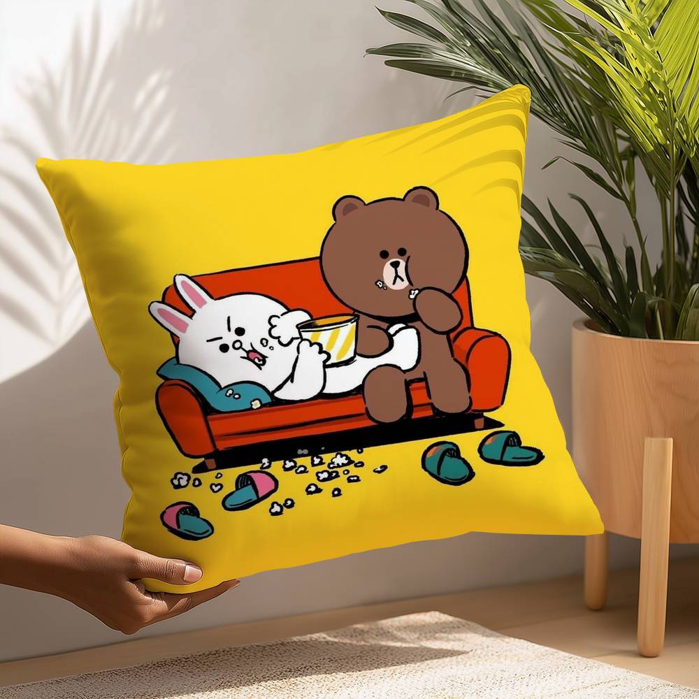 

Наволочка B-Коричневый медведь и C-Кони Плюшевая ткань Мягкая наволочка Двусторонняя печать Чехол для подушки Бытовые подарки 12x12Inch