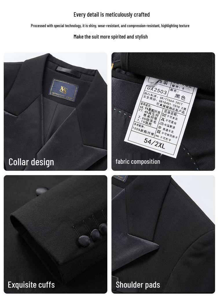 Tashiduo Formal Wear Double-Breasted Tencel Wool Men's Three-Piece Wedding Suit