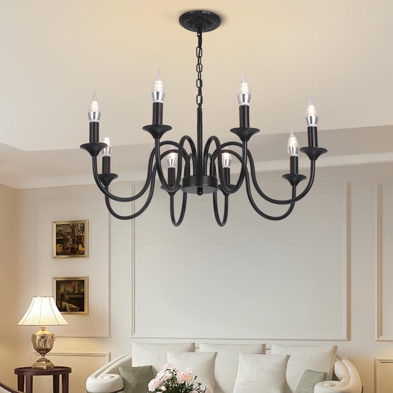 American Vintage Wrought Iron Chandelier for Living Room, Dining Room, or Bedroom