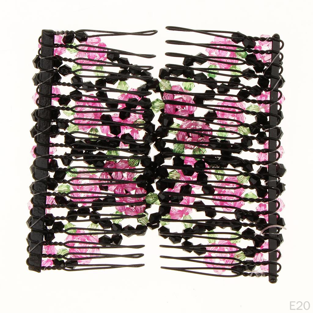 Magic Hair Combs Beads Double Clips Stretchy Accessories Blue günstig