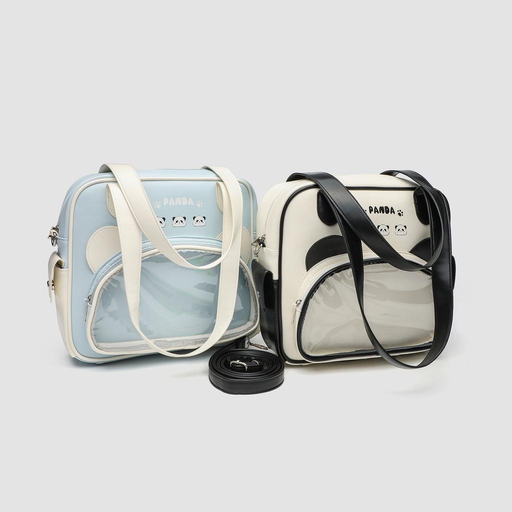 Female Bag Cartoon Cute Panda Pop Transparent Pain Bag Soft Sister Crossbody Bag